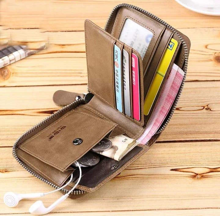 Brown Compact Zipper Wallet