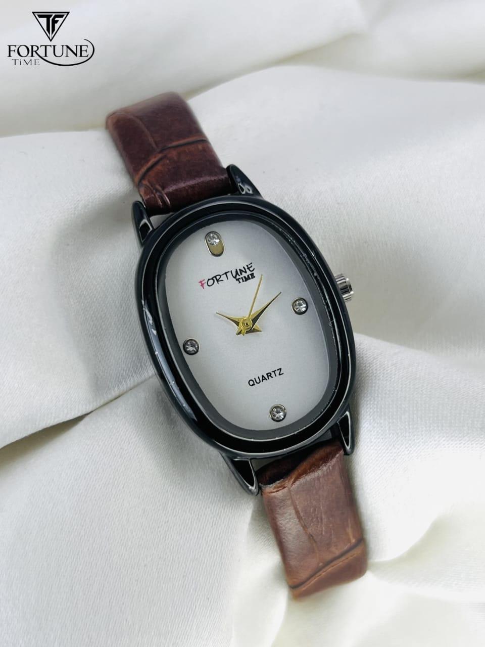Elegant Women’s Quartz Watch with Brown Leather Strap – Luxury Minimalist Wristwatch for Ladies