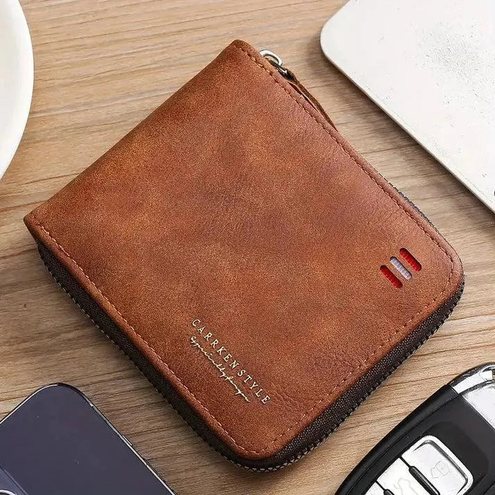 Men’s Slim Leather Wallet with Zipper