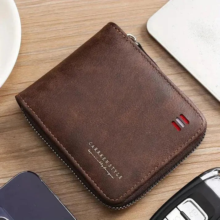 Men’s Slim Leather Wallet with Zipper