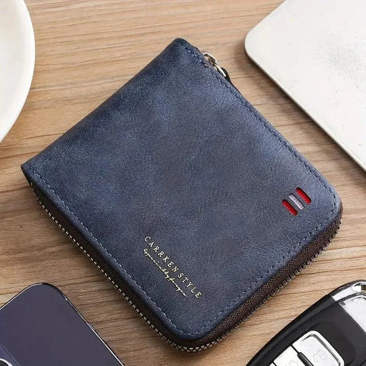 Men’s Slim Leather Wallet with Zipper
