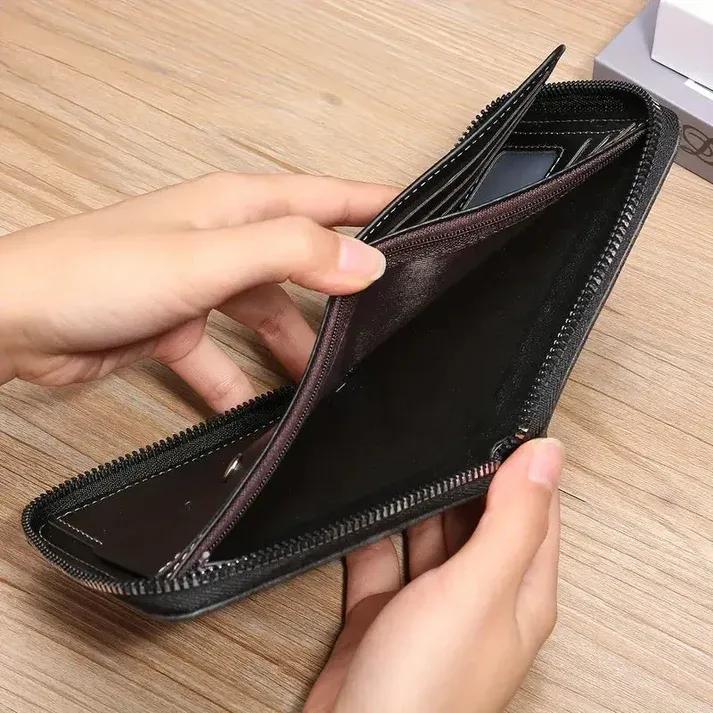 Men’s Slim Leather Wallet with Zipper