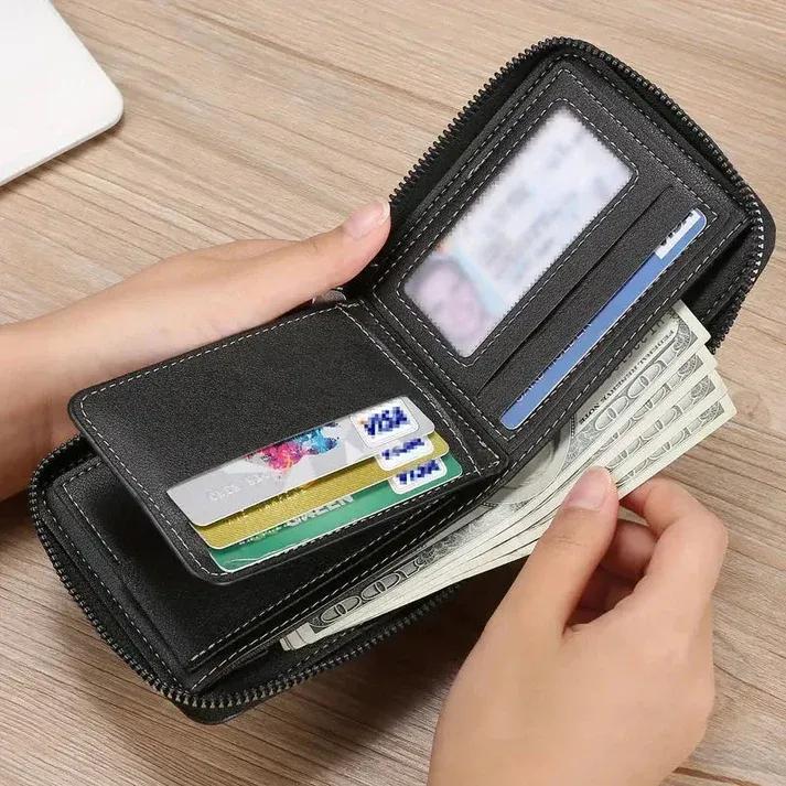 Men’s Slim Leather Wallet with Zipper