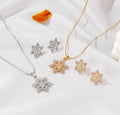 Gold Plated Snowflake Jewelry Set for Women – Elegant Pendant & Earrings Winter Design