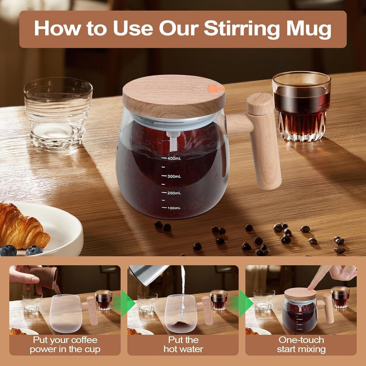 Wooden Style Electric Mixing Coffee Beather Mug