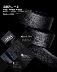 Men’s Black Leather Automatic Buckle Belt – Luxury Adjustable Formal & Casual Waist Belt