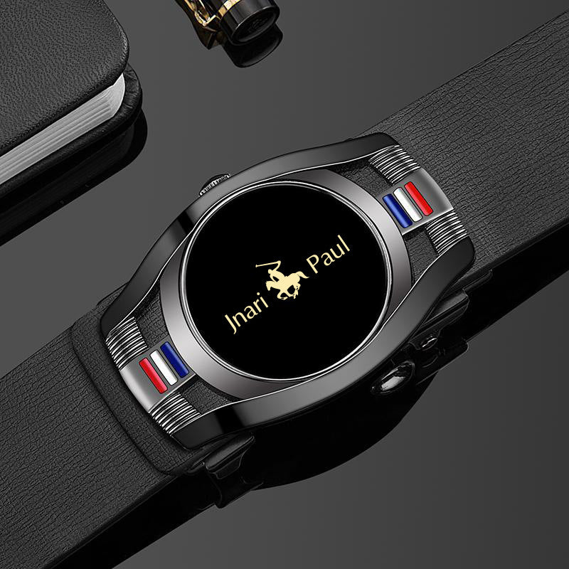 Men’s Genuine Leather Black Belt with Gold Buckle – Casual & Business Luxury Waist Belt