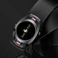 Men’s Genuine Leather Black Belt with Gold Buckle – Casual & Business Luxury Waist Belt