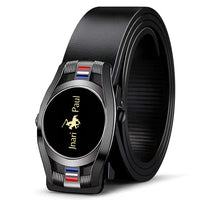 Men’s Genuine Leather Black Belt with Gold Buckle – Casual & Business Luxury Waist Belt