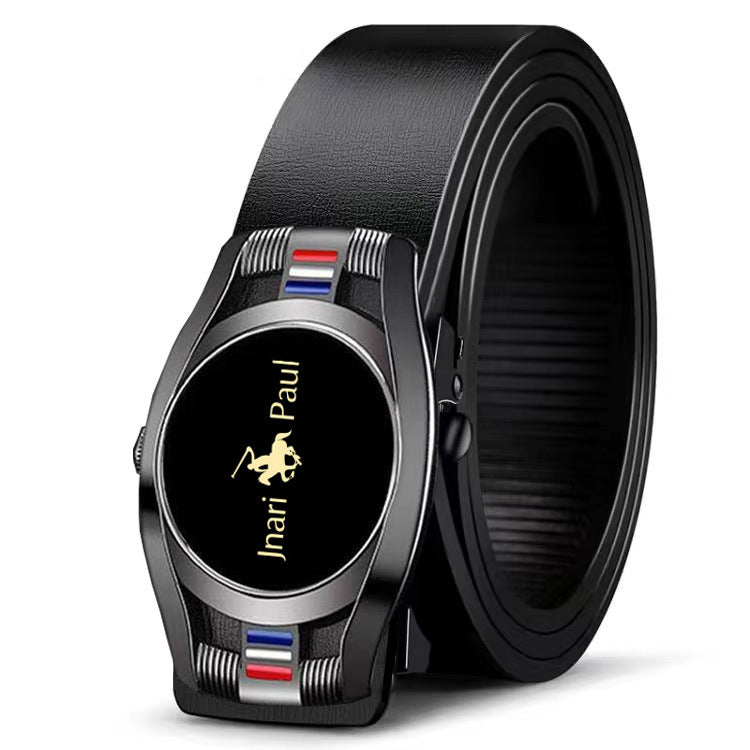 Men’s Genuine Leather Black Belt with Gold Buckle – Casual & Business Luxury Waist Belt