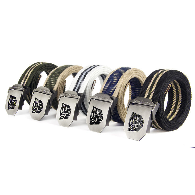 Men’s Transformers Canvas Belt – Casual Black Adjustable Waist Belt for Everyday Wear