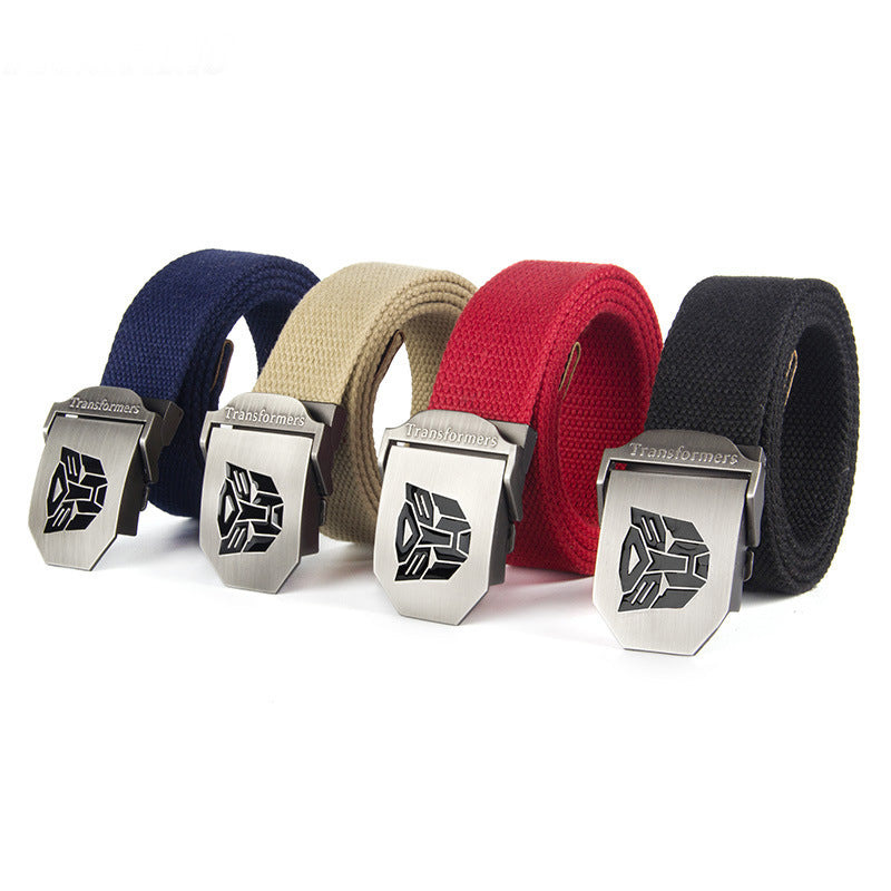 Men’s Transformers Canvas Belt – Casual Black Adjustable Waist Belt for Everyday Wear