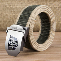Men’s Transformers Canvas Belt – Casual Black Adjustable Waist Belt for Everyday Wear