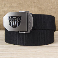 Men’s Transformers Canvas Belt – Casual Black Adjustable Waist Belt for Everyday Wear