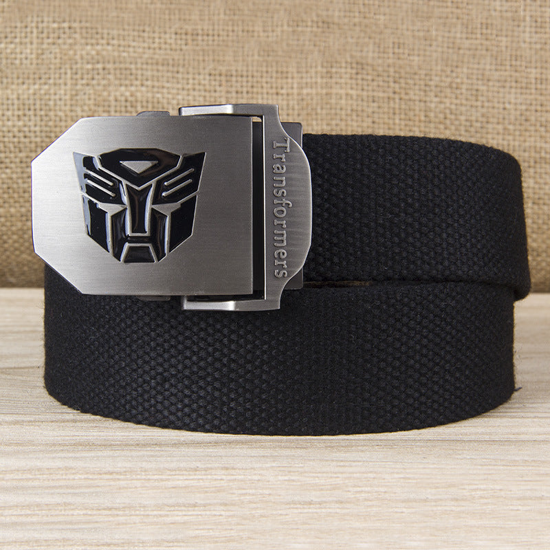 Men’s Transformers Canvas Belt – Casual Black Adjustable Waist Belt for Everyday Wear
