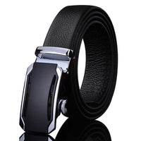 Men’s Black Leather Automatic Buckle Belt – Luxury Adjustable Formal & Casual Waist Belt